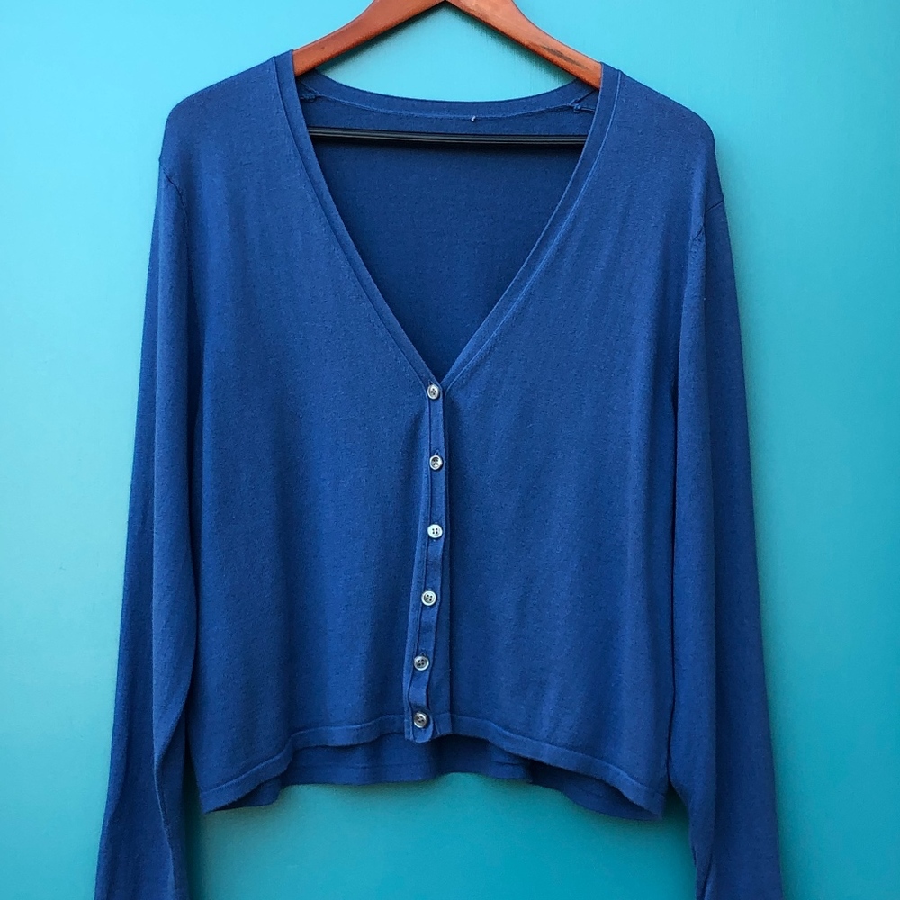 V-neck silk cotton cashmere cardigan